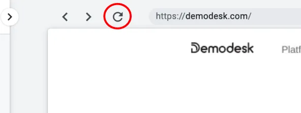 Refresh icon in the virtual browser toolbar circled to show where to reload the page