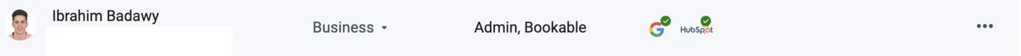 Teammate row showing Google and HubSpot connected with no Google Drive connection icon