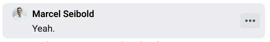 Transcript line from a speaker with the options menu icon visible