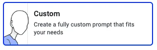 Custom persona card describing a fully custom prompt tailored to your needs